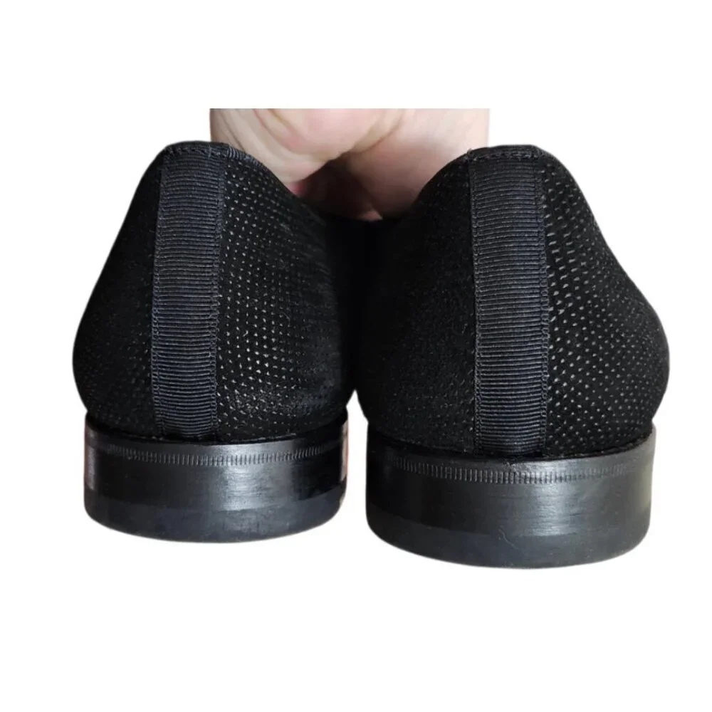 Mezlan Crespi Venetian Loafers Men’s 10M Black Glass Suede Slip-On Dress Shoes